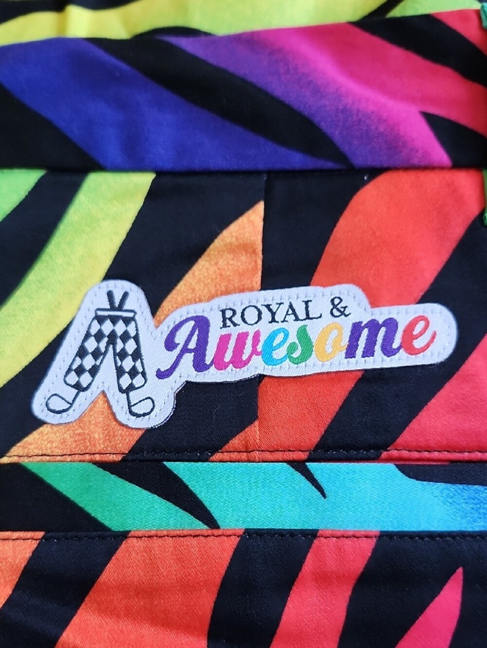 Royal & Awesome Golf Pants Bright Rainbow Zebra Print - Multicolor - Picture 2 of 15